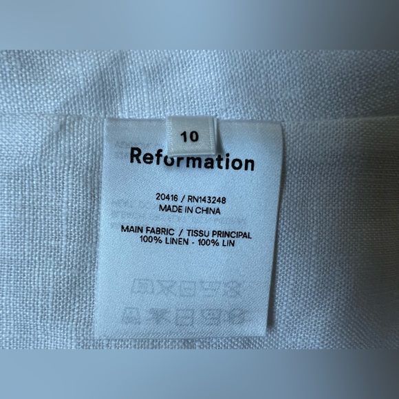 ⚪️🦢Novena Linen Top by Reformation in Ivory / White | Size 10 - Picture 3 of 17